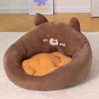 HKM-2882877 Adorable Animal-Shaped Semi-Enclosed Cat Bed with Optional Blanket and Flannel Blanket Options