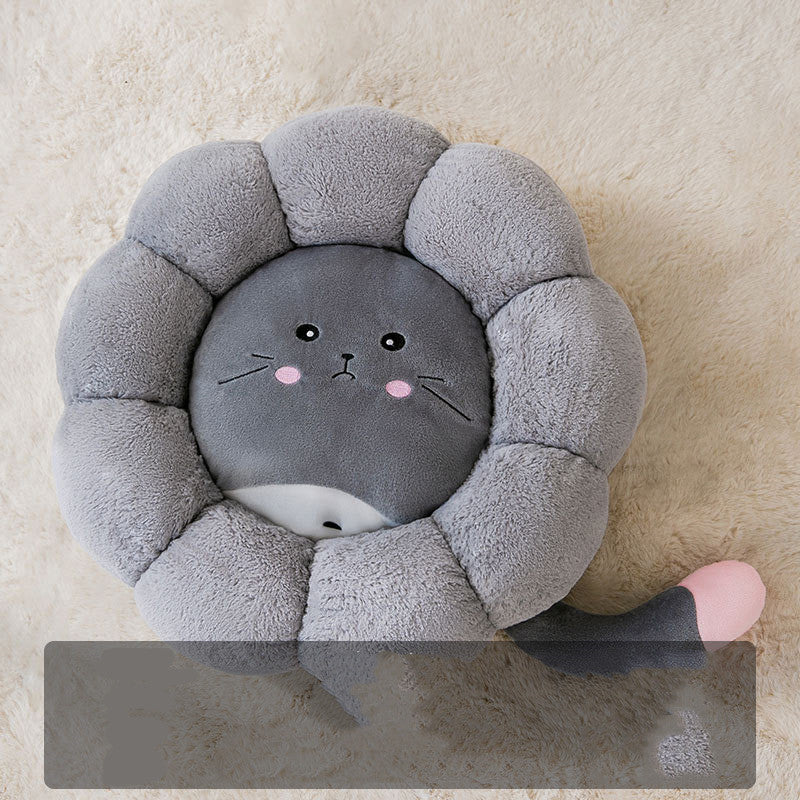 HKM-2882877 Adorable Animal-Shaped Semi-Enclosed Cat Bed with Optional Blanket and Flannel Blanket Options