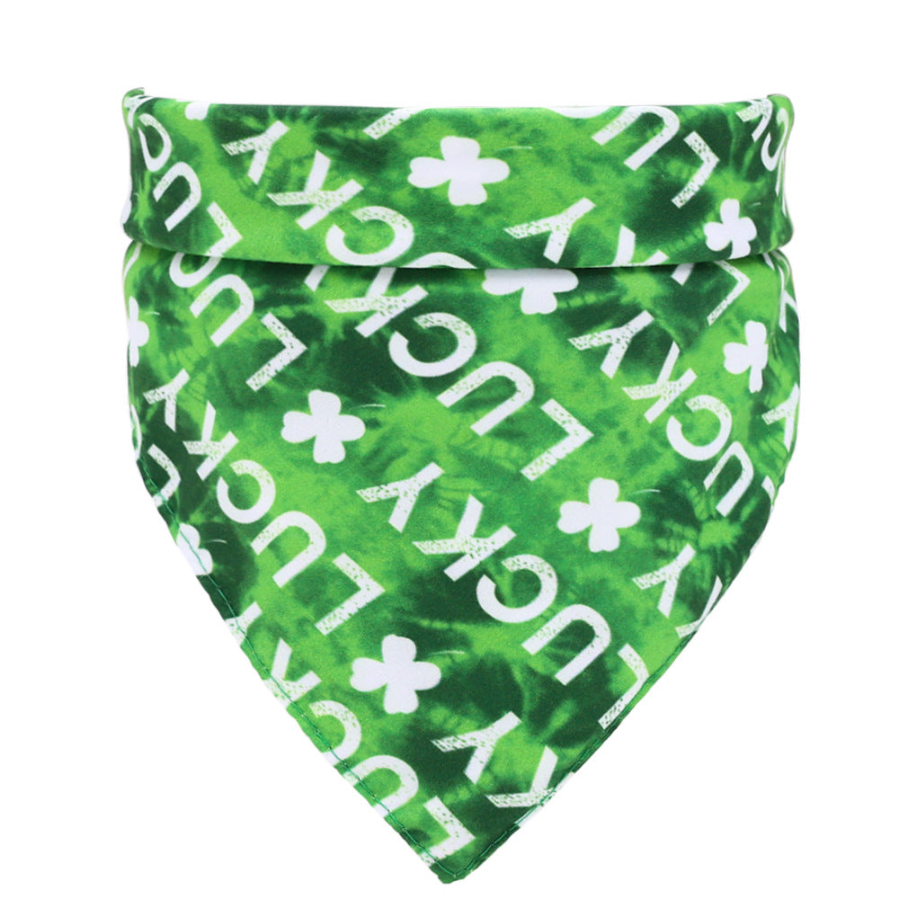 HKM-2883005 Soft Cotton Green Pet Scarf for Dogs and Cats - 48x48 cm, Neck Size 25-48 cm