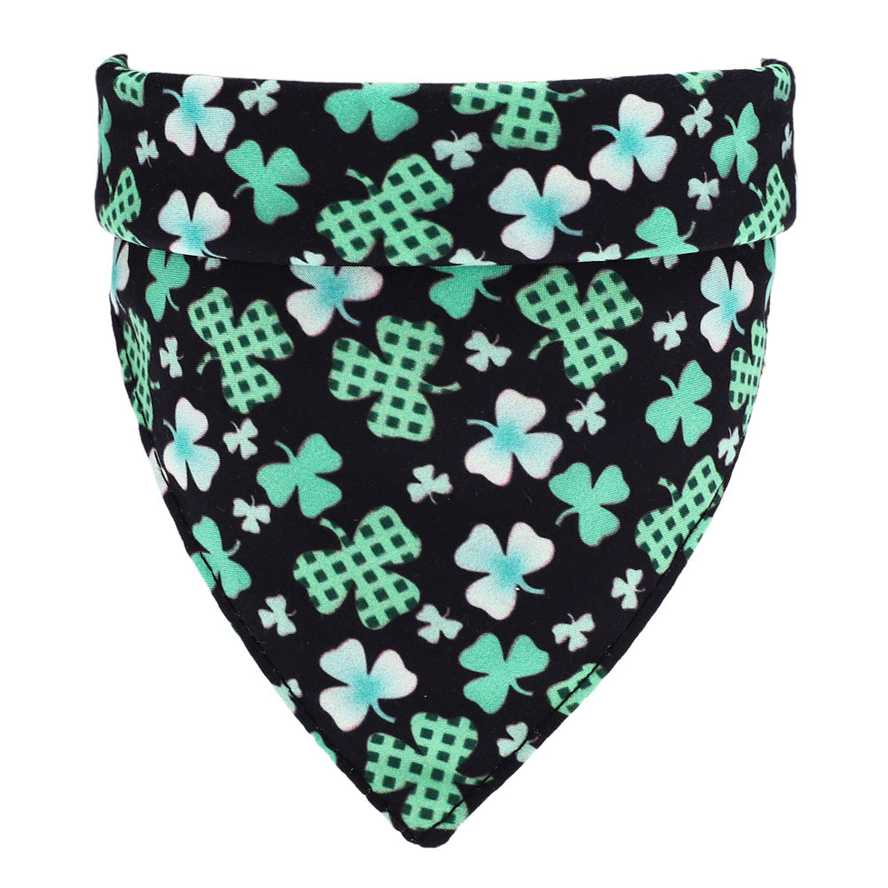 HKM-2883005 Soft Cotton Green Pet Scarf for Dogs and Cats - 48x48 cm, Neck Size 25-48 cm