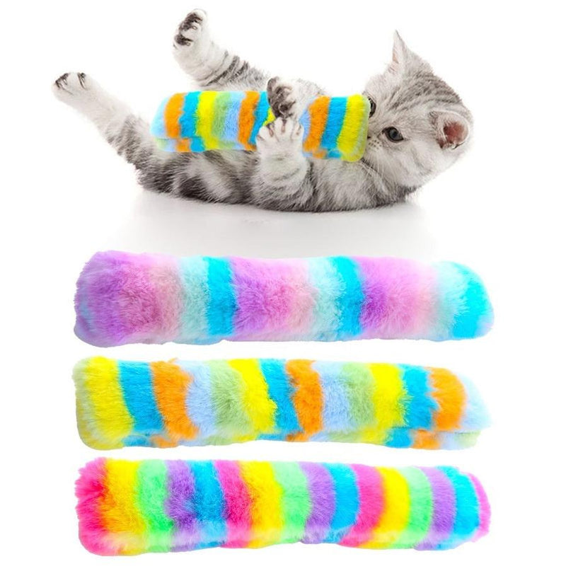 HKM-288467 Rainbow Plush Cat Pillow Toy - Soft, Colorful Pet Cuddly Companion