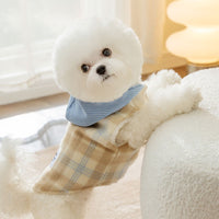 HKM-2885181 Chessboard Pattern Hooded Traction Vest for Pets - Autumn/Winter Apparel, Multiple Sizes Available