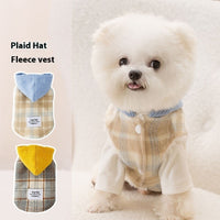 HKM-2885181 Chessboard Pattern Hooded Traction Vest for Pets - Autumn/Winter Apparel, Multiple Sizes Available