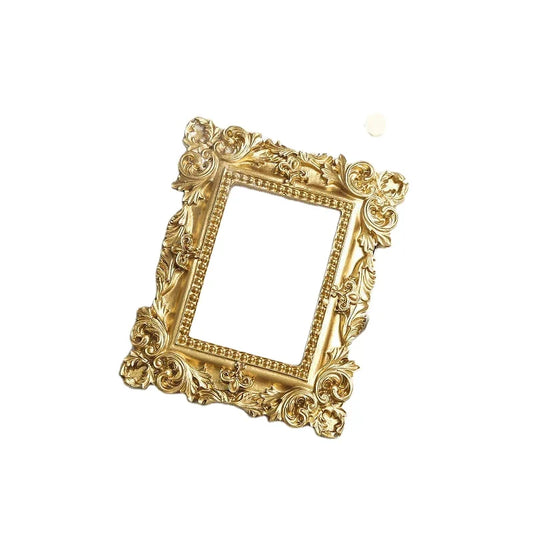 HKM-288531 Gold Retro Photo Frame for Mini Wedding Pictures - Decorative Resin Desktop Ornament