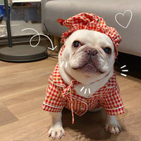 HKM-2885437 Cotton Pajamas for Dogs and Cats with Matching Hat - Casual Style in Red and Blue, Sizes S to XXL