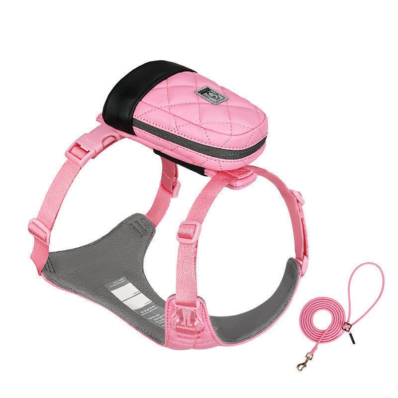 HKM-2886205 Soft Polyester Dog Chest Strap with Lead Rope for Small Breeds in Multiple Colors