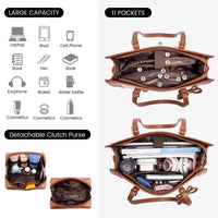 HKM-288659 2pc Ladies Handbag Set - PU Leather Office Tote and Laptop Briefcase, 15.6 Inch Women's Shoulder Bags