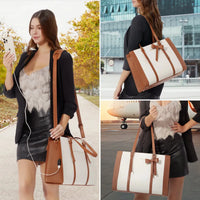 HKM-288659 2pc Ladies Handbag Set - PU Leather Office Tote and Laptop Briefcase, 15.6 Inch Women's Shoulder Bags