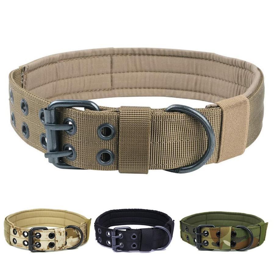 HKM-288659 Adjustable Five-Speed Nylon Pin Buckle Dog Collar - Sizes M, L, XL in Black, Green, Brown, ACU, CP, Sand Number