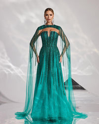 HKM-288659 Elegant Green Evening Dress for Women - Style EZ25193