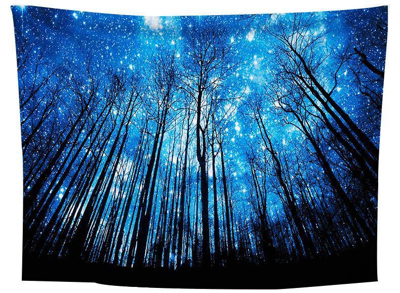 HKM-288659 Tall Trees Light Up The Sky Polyester Tapestry for Wall Hanging and Carpet Use