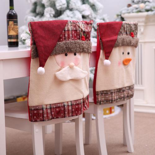 HKM-288723 Christmas Chair Covers Set - Festive Santa & Snowman Designs, Ideal for Holiday Decorations, 100% Hypoallergenic Fabric