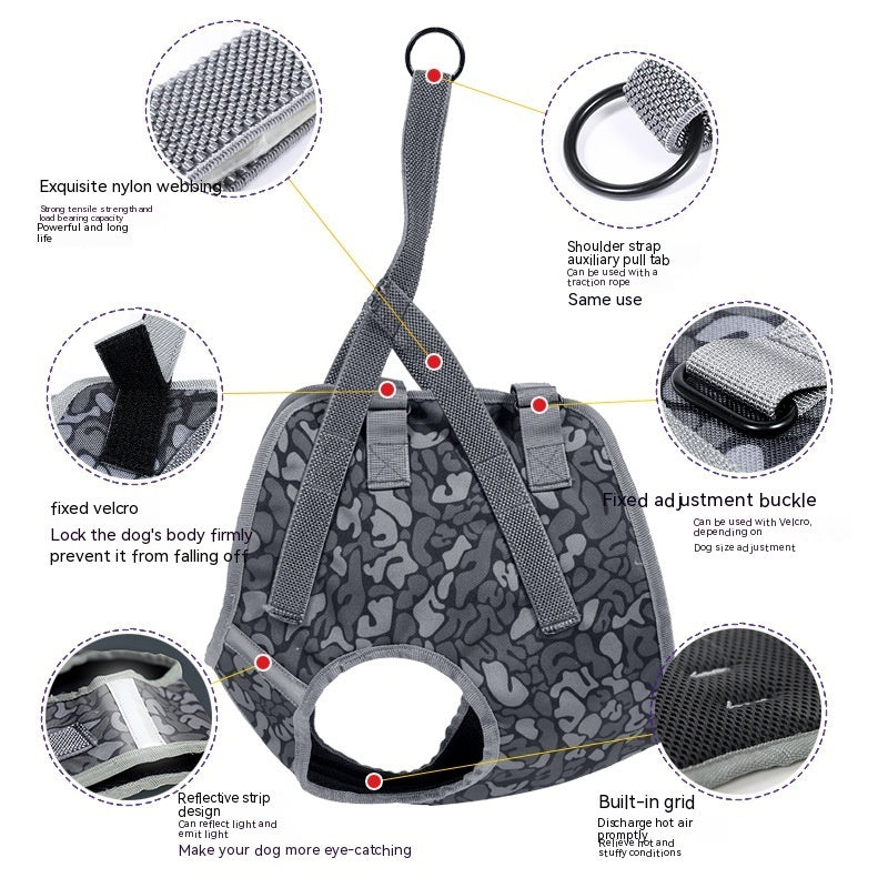 HKM-2887869 Adjustable Camouflage Dog Chest Strap with Hand Holding Rope for Medium Dogs