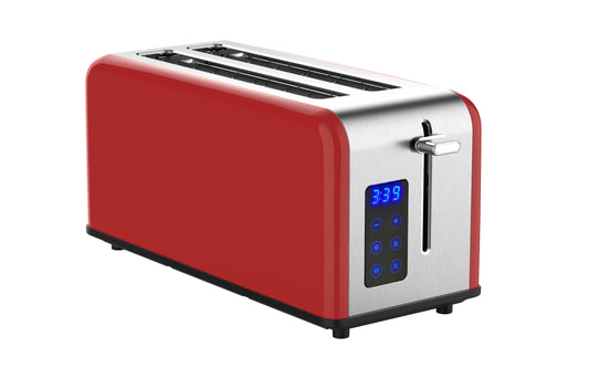 HKM-288851 Retro 4-Slice Stainless Steel Toaster with Dust Cover for Modern Kitchens