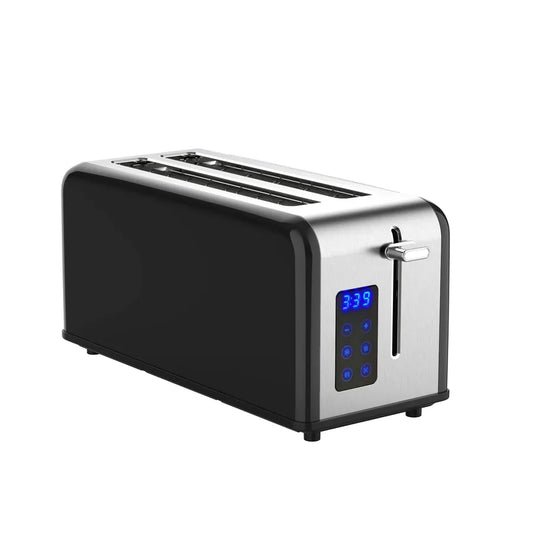 HKM-288851 Retro 4-Slice Stainless Steel Toaster with Dust Cover for Modern Kitchens