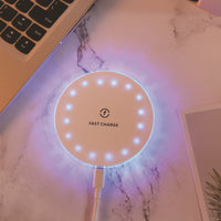 HKM-288979 Round Wireless Charging Mirror with Indication Function - 15W Adjustable Color Options