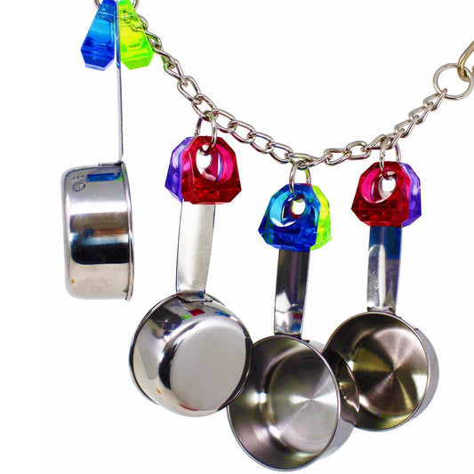 HKM-289043 Four-pot Stainless Steel Hanging Toy for Birds and Small Pets
