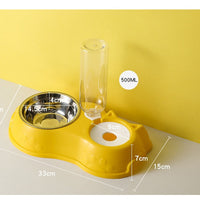 HKM-2890557 Pink Plastic Double Bowl Cat Food and Water Dish with Anti-Tumble Design