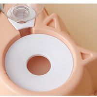 HKM-2890557 Pink Plastic Double Bowl Cat Food and Water Dish with Anti-Tumble Design