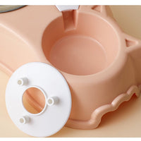 HKM-2890557 Pink Plastic Double Bowl Cat Food and Water Dish with Anti-Tumble Design