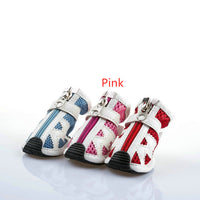 HKM-2891197 Breathable Mesh Dog Shoes - 4 Pack Set in Blue, Red, and Pink, Various Sizes