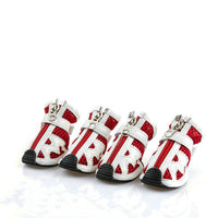 HKM-2891197 Breathable Mesh Dog Shoes - 4 Pack Set in Blue, Red, and Pink, Various Sizes