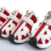 HKM-2891197 Breathable Mesh Dog Shoes - 4 Pack Set in Blue, Red, and Pink, Various Sizes