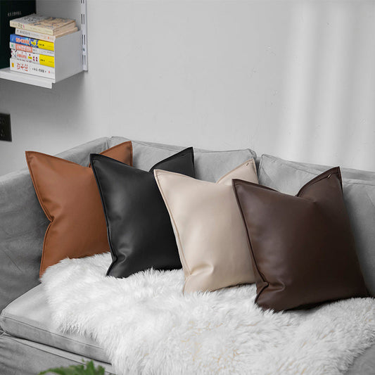 HKM-289235 Nordic Style Solid Leather Throw Pillow for Living Room or Bed Support