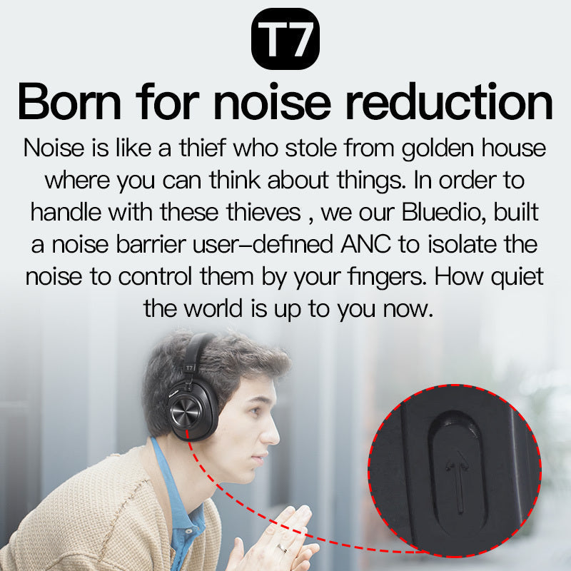 HKM-289299 T7 Bluetooth Headset - Stereo Sound, Multi-Point Connection, Voice Control, 10m Range