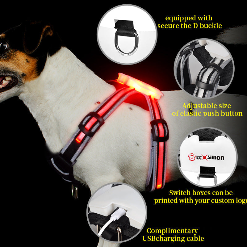 HKM-2893629 LED Night Dog Walking Vest with Multi-Color Transformation Straps