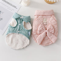 HKM-289427 Fleece Lined Pet Coat for Cats and Dogs - Pink and Blue, Casual Polyester Outfit