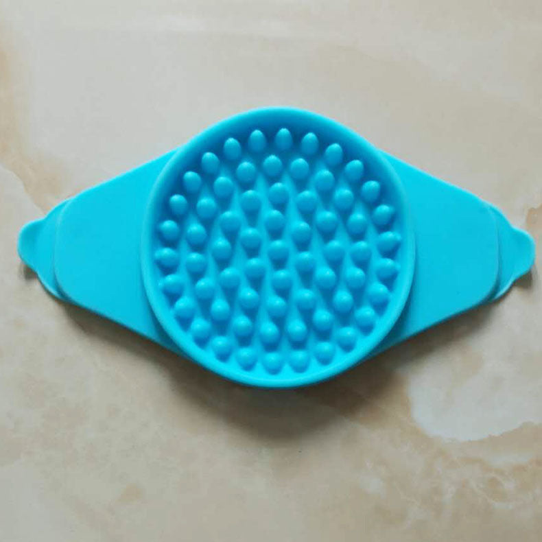 HKM-2894525 Sucker Slow Food Bowl - Blue Food Grade Silicone Eating Aid for Slow Feeding and Easy Bathing