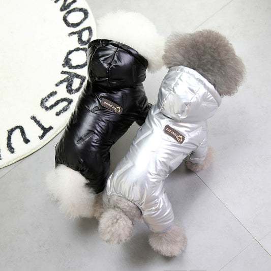 HKM-2894909 Waterproof Padded Jacket for Dogs - Black & Silver, Sizes S to XXL