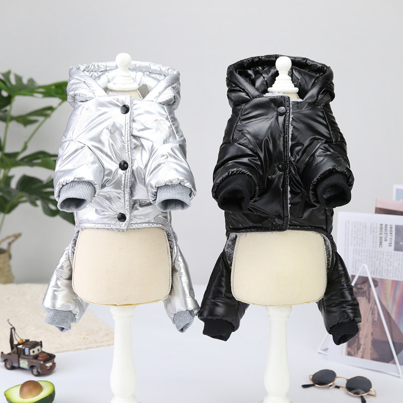 HKM-2894909 Waterproof Padded Jacket for Dogs - Black & Silver, Sizes S to XXL