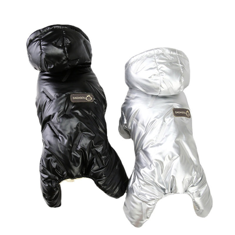 HKM-2894909 Waterproof Padded Jacket for Dogs - Black & Silver, Sizes S to XXL