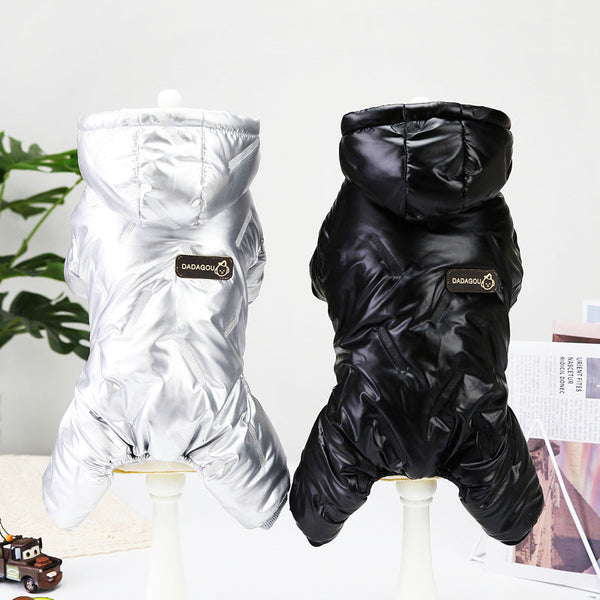 HKM-2894909 Waterproof Padded Jacket for Dogs - Black & Silver, Sizes S to XXL