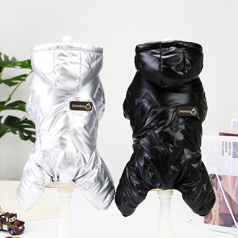 HKM-2894909 Waterproof Padded Jacket for Dogs - Black & Silver, Sizes S to XXL
