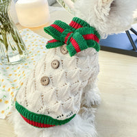 HKM-2898109 Bowknot Knit Sweater for Dogs and Cats - Winter Stylish Pet Costume in Various Colors and Patterns