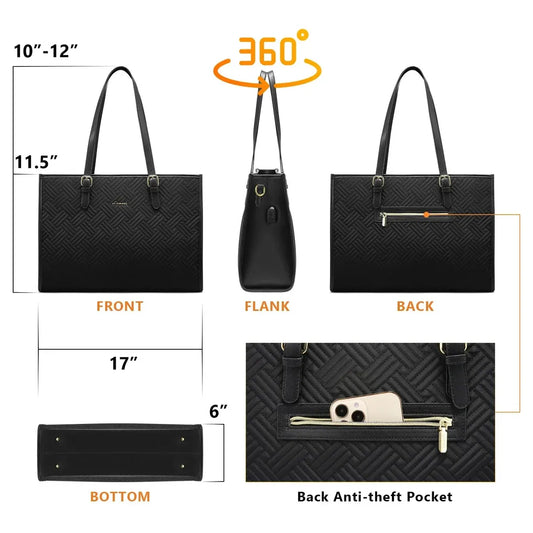 HKM-289811 Sleek 15.6 Inch Laptop Tote Handbag and Shoulder Bag Set for Professional Women