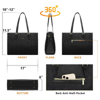HKM-289811 Sleek 15.6 Inch Laptop Tote Handbag and Shoulder Bag Set for Professional Women