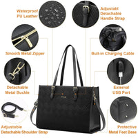 HKM-289811 Sleek 15.6 Inch Laptop Tote Handbag and Shoulder Bag Set for Professional Women