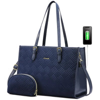 HKM-289811 Sleek 15.6 Inch Laptop Tote Handbag and Shoulder Bag Set for Professional Women