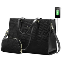 HKM-289811 Sleek 15.6 Inch Laptop Tote Handbag and Shoulder Bag Set for Professional Women