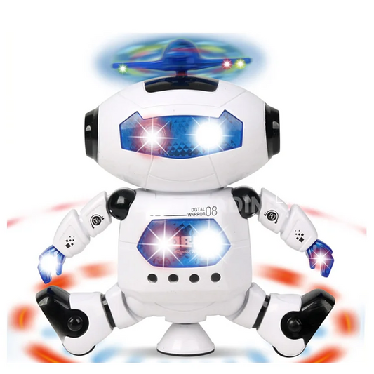 HKM-290067 360-Degree Rotating Electric Dancing Robot Toy with Music and Lights for Kids