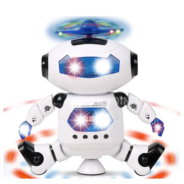 HKM-290067 360-Degree Rotating Electric Dancing Robot Toy with Music and Lights for Kids