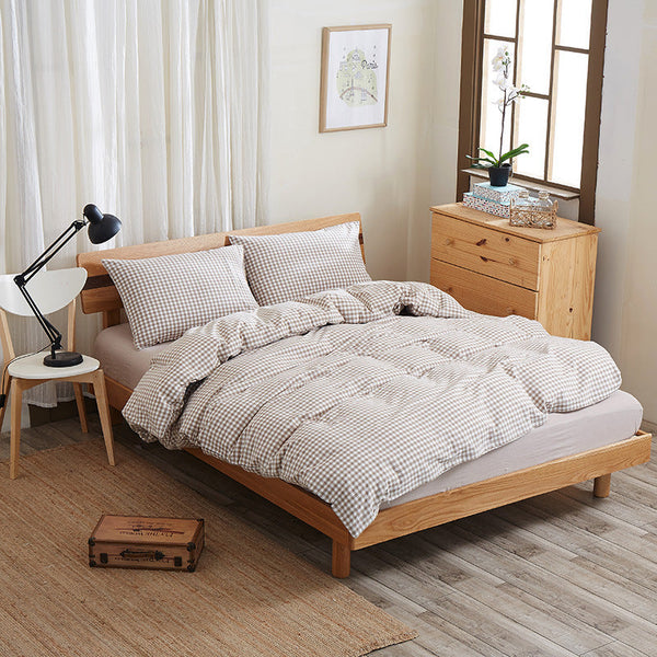 HKM-290067 Geometric Pure Cotton Four-Piece Bed Sheet Set in Red