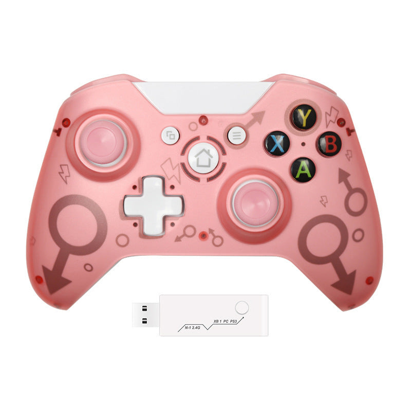 HKM-290131 Wireless Game Controller for Xbox One, PS3, and PC – 2.4G Rechargeable with Dual Vibration, Available in Gray, Pink, and Blue