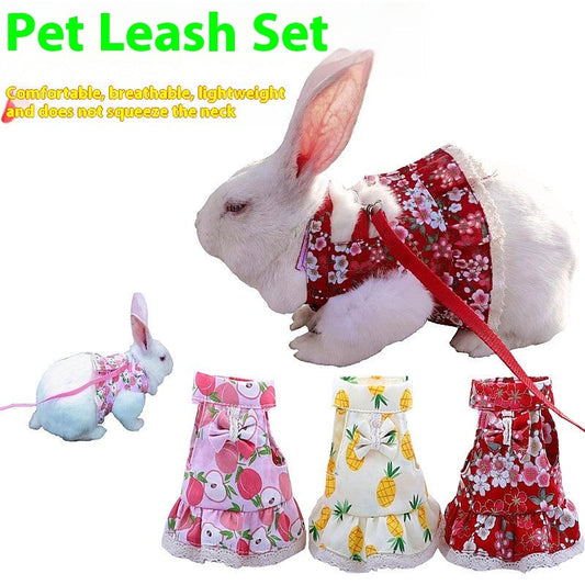 HKM-2901565 Rabbit and Small Animal Rope Chest Back Lace Skirt with Strap and Traction Rope