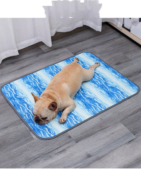HKM-2901949 Cooling Ice Silk Pet Sleeping Pad for Dogs – Breathable and Refreshing in Blue