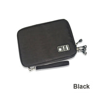 HKM-290323 Data Cable Storage Bag - Multi-Purpose Electronic Organizer with Double Zipper, Water-Resistant Nylon, Compact Design for Easy Carrying